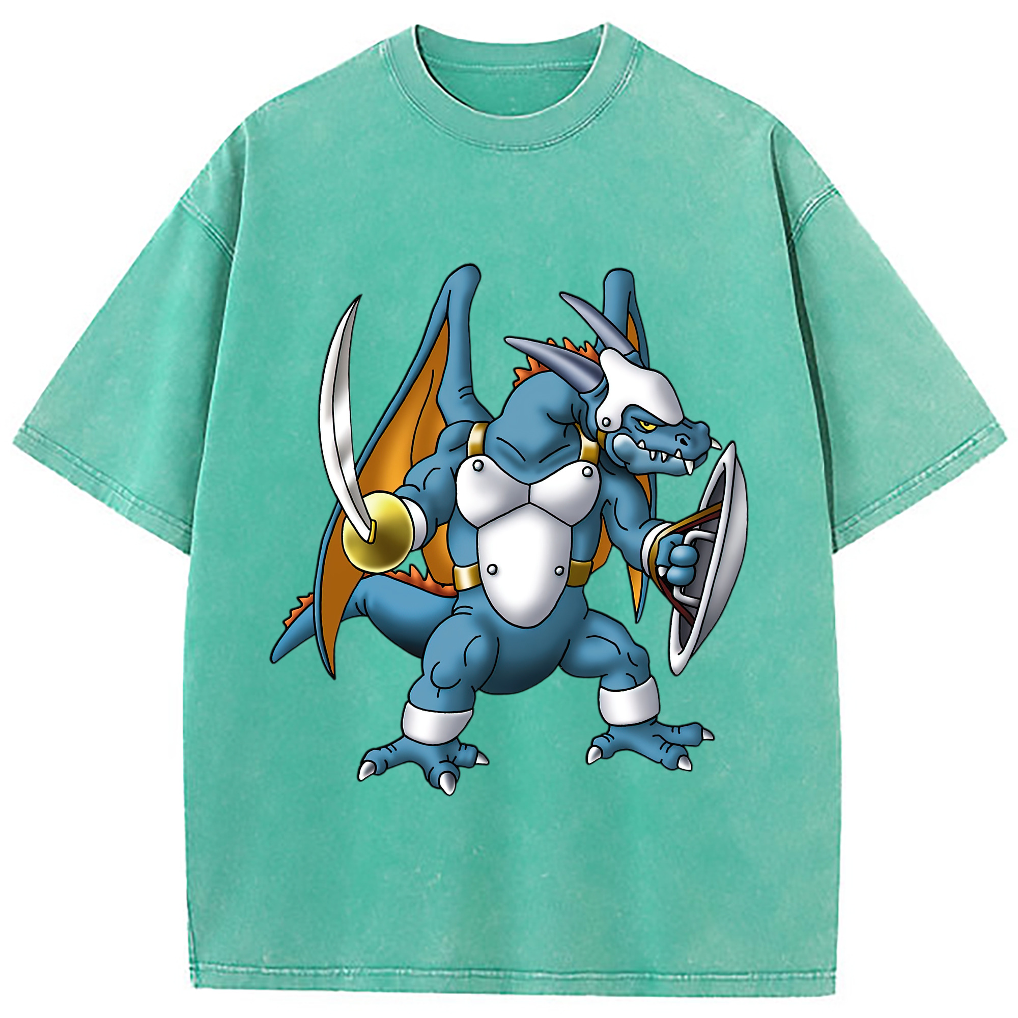 （画像用） ドラゴンクエスト Doragon Kuesuto Dragon Quest 綿100% ヴィンテージ風 半袖Tシャツ（フロントプリント）